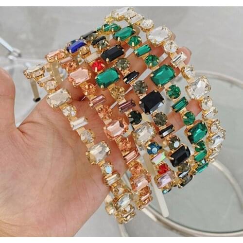 2020 Vintage Solid Rhinestone Bezel Hairband Women Headbands Girls Hair Accessories Opaska Do Wlosow Diadema Headwear
