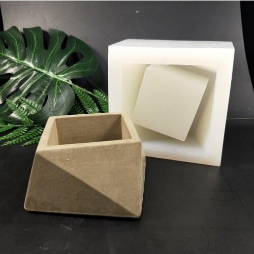 PRZY 3D Flowerpot Silicone Concrete Mold Geometry Tray Mould Cement Planter Mold Silicone Molds For Plaster Clay Crafts
