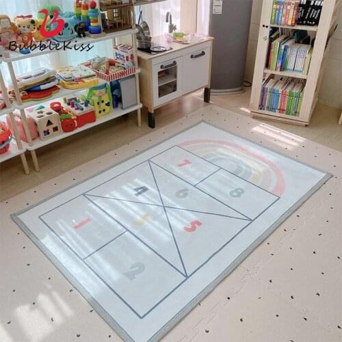 Bubble Kiss Rainbow Carpet Children Bedroom Rug Number Lattice Game Mat Home Living Room Decor Photography Props Floor Area Rugs
