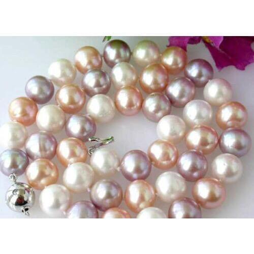 10mm Multi-Color akoya pearl necklace shell Pearl Beads Fashion Jewelry Rope Chain Necklace Natural Stone 18INCH
