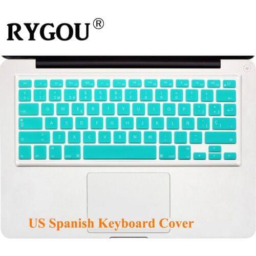 RYGOU US Enter Spanish layout Silicone Keyboard Protector Cover Stickers skin For Macbook Air 13 Pro Retina 13 15 17 Key Cover