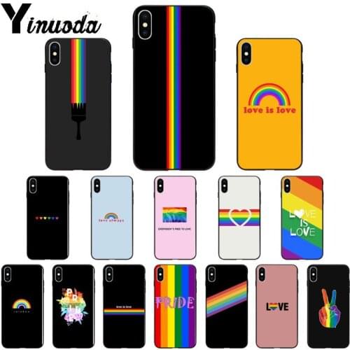 Yinuoda Gay Lesbian LGBT Rainbow Pride Silicone TPU Soft Phone Case for Apple iPhone 8 7 6 6S Plus X XS MAX 5 5S SE XR Cover