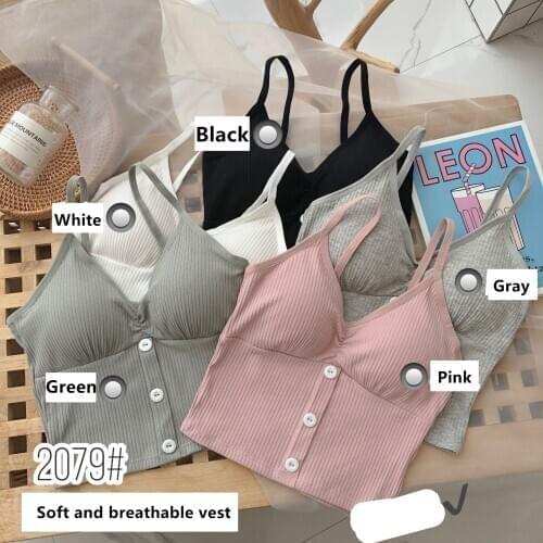 Button Vest Women Solid Sports Bra Cotton Sports Bra Girl Underwear Fitness Running Sports Bras Women Push Up Yoga Sport Tops