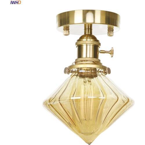 IWHD Modern LED Ceiling Lamp Bedroom Living Room Light Glass Copper Ceiling Lights Fixtures Luminaria De Techo
