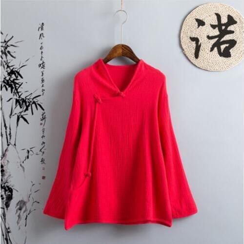 Big Size XS-5XL/6XL Fashion Women Tops Cotton Linen Long Sleeve Shirt Women V-Neck Casual Shirt Plus Size Solid Color Lady Shirt