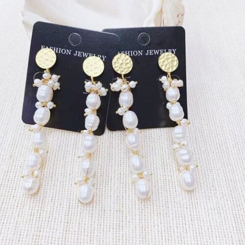 2020 Brand New Woman Earring Handmade Winding Pearl Long Earring Dangle Earring Woman Trendy Earring 3Pairs