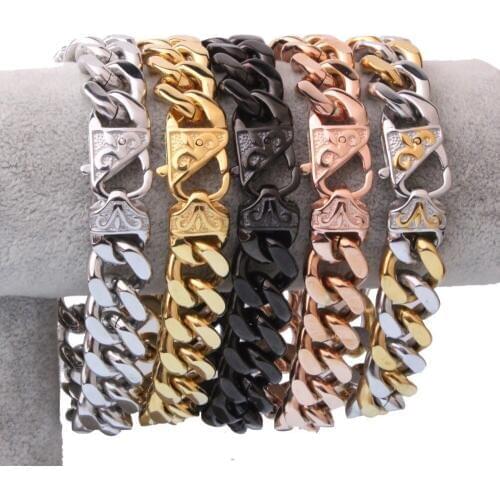 Fashion Punk Hot Sale Rock Charming New Stainless Steel Cuban Curb Chain Mens Womens Bracelet Wristband 7"-11" Birthday Gifts