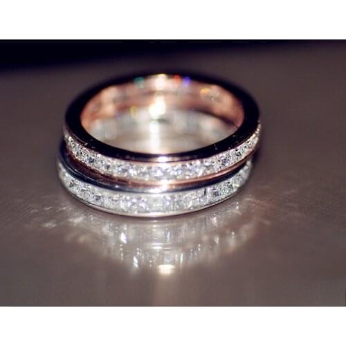 Sterling Silver 925 Diamond Rings for Women Silver Wedding Bands Rings Filled Womens Couple Love Wedding Diamond Necklaces Women