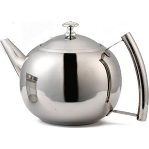 1.5L Stainless steel flat teapot small bubble teapot exquisite pot with filter restaurant hotel hotel with kettle home