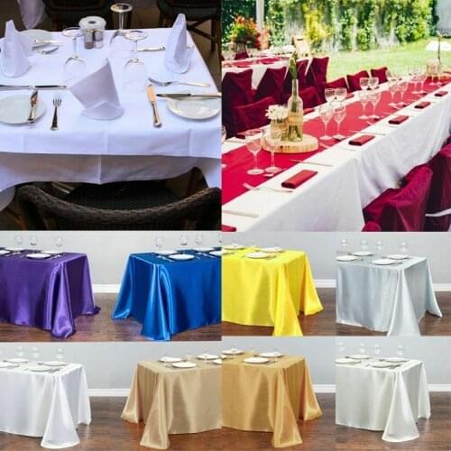 1pcs Satin Tablecloth Rectangular Hotel Banquet Table Cloth for Wedding Party