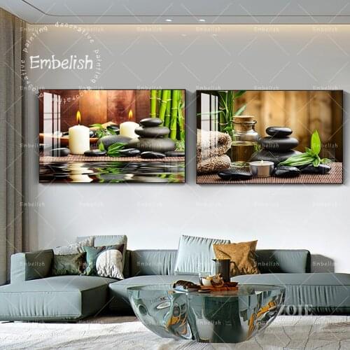 1 Pieces Zen Buddha Stones Candles Still Life Spa Wall Art Pictures For Living Room Modern Home Decor HD Canvas Oil Paintings
