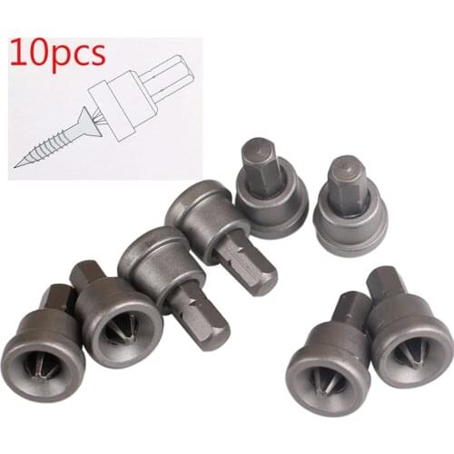 10Pcs Set Depth Stop Plasterboard Screws Locating Screwdriver Bits PH2 Hex Shank Drywall Dimpler Bits Drilling Bits Tools 25mm