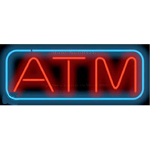 17*14" ATM Neon Sign NEON SIGN REAL GLASS BEER BAR PUB LIGHT SIGNS store display Restaurant Shop Advertising Business Lights