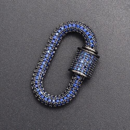 17x28mm Blue CZ Zircon Oval Spiral Lock Hook diy Jewelry Clasp Wholesale Factory Sale Fashion Jewellery Locks