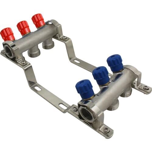 2, 3 fach Messing Verteiler Absperrventil Blau Verteiler Messing Heizung Schraubfitting Can be spliced by multiple channels