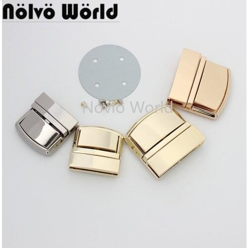 5-20 pieces 5 colors 2 size 34X34mm 43X42mm Metal Push Lock for Leather Bag Lock for briefcase Bag Purse Closure