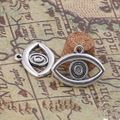 50 PCS/Lot 21mm*16mm jewelry handmade antique silver plated religious evil eyes charms pendant