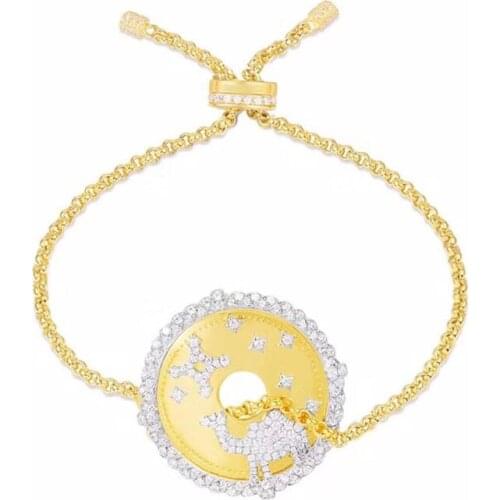 SLJELY Luxury Brand S925 Sterling Silver Animal Camel Star Pattern SOLEIL Bracelet Cubic Zirconia Stones Women Fine Jewelry