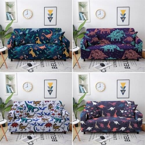 1/2/3/4 Seater Cartoon Dinosaur Sofa Cover For Living Room Slip-resistant Stretch Elastic Sofa Slipcovers Sectional Couch Cover