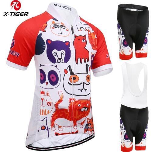 X-TIGER Kids Anti-UV Cycling Jersey Set Child Short Sleeve Bike Clothes Quick-dry Cycling Clothing Children Bicycle Kits