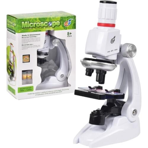 Children Biological Microscope Set 100/400/1200X Illuminated Microscope Kit Home School Lab Educational Gift With Phone Mount