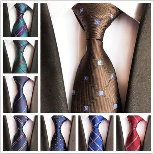 Elegant Men 8cm Formal Occasion Tie Luxury Woven Plaids Necktie