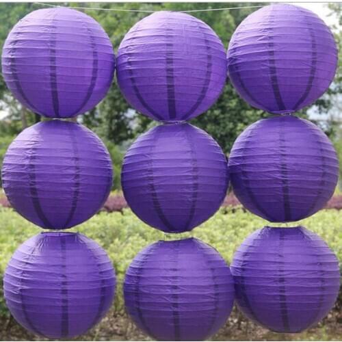 Violet Purple Chinese Paper Lanterns 10-15-20-25-30-35-40cm for Wedding Christmas Halloween Party Decoration Paper Balls Lamps