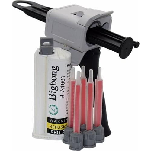 10:1 Caulking Gun 50ml AB Glue Gun with 5pc 10:1 Static Mixing Nozzle and 50ml Glue Adhesive 10:1 Grey AB Glues Strong Adhesives
