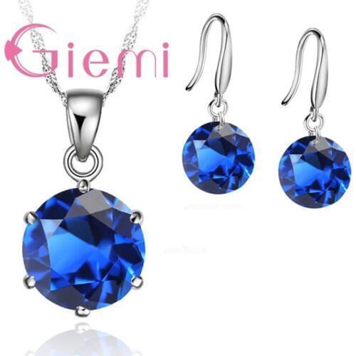 New Crystal Jewelry Set Cubic Zirconia CZ Pendant Necklace 925 Sterling Silver Jewelry Set Gift For Women Lovers