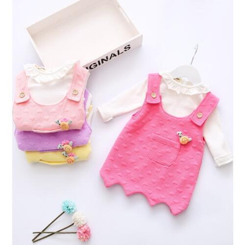 Hot sale Fashion 2017 Spring baby girls dress long-sleeved cartoon cotton Two-piece sets lovely childrens clothing suits 1-4T