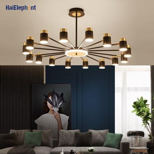 Black Gold Frosted Acrylic Modern LED Chandelier Lights For Living Dining Room Bedroom Home Deco Lamps Indoor Lighting Fixtures