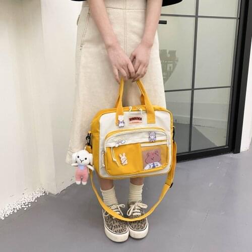 Cute Multifunctional Backpack Teenage Girl Ring buckle Portable Shoulder bag Female Small Schoolbag Kawaii Badge Women Backpacks
