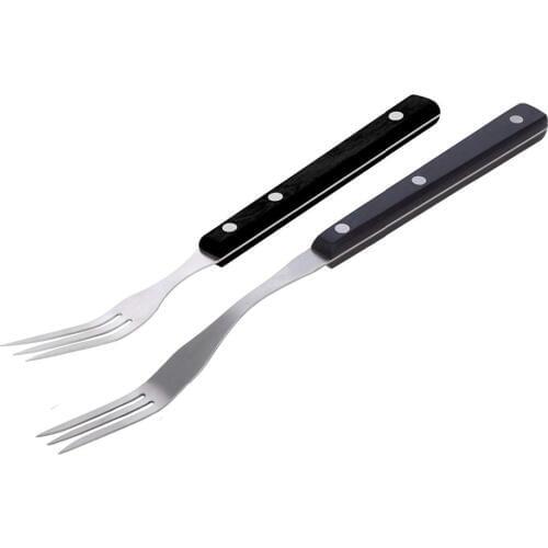 Miu France Sharp 10-Inch+12inch Granny Fork, GRANNY FORK Stainless 3 Prong Wood Handle Meat Cooking Utensil- Smal+Big Set of 2