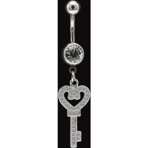 Fashion Sexy Key Dangle Belly Button Rings Navel Piercing Bars Surgical Steel Zirconia Crystal Body Jewelry For Women Girls New