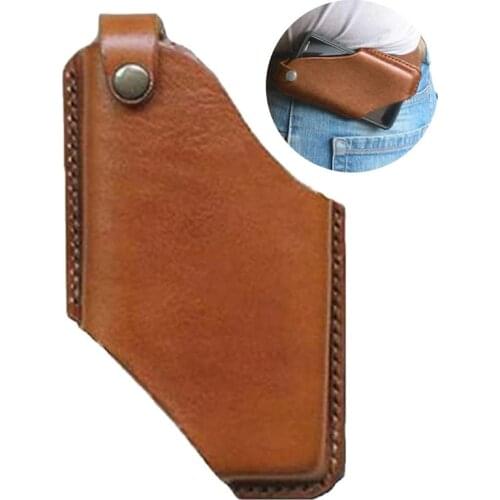 Fashion Leather Cell Phone Holster Retro Sheath with Belt Loops Mobile Phone Belt Cover for Mens Outdoor Waist Hanging Belt -OPK