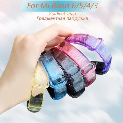 Fashional Transparent Bracelet For Mi Band 6 5 4 3 Wrist Strap silicone Gradient Bracelet for Xiaomi MiBand6 MiBand4 Strap