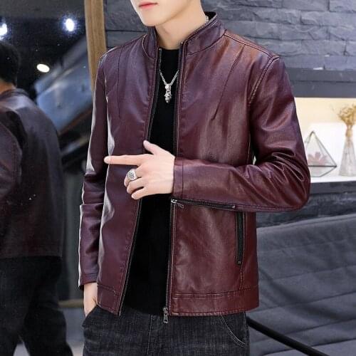 Mens Leather Jacket Spring and Autumn Jacket Korean Jacket Trend Casual Handsome Motorcycle Imitation Leather Jacket Mens Top