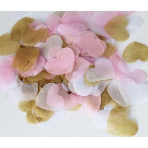 Guests Gold white pink mixture heart wedding confetti bridal shower birthday party table decorations biodegradable 2500