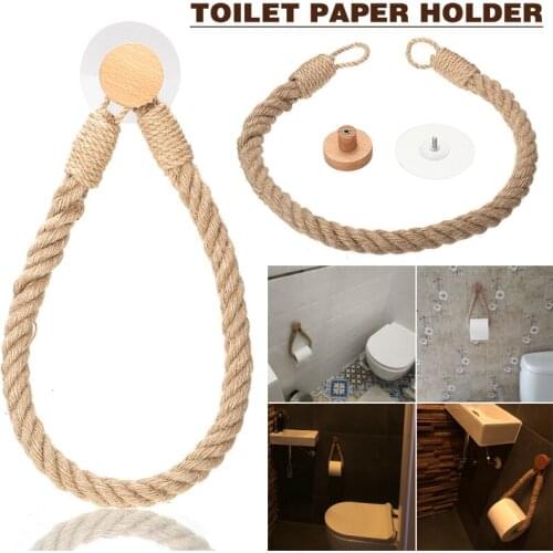 1Pcs Wall-mounted Rope Toilet Roll Holder For Bathroom Toilet Vintage Weave Hand Towel Hanging Rope Toilet Paper Holders