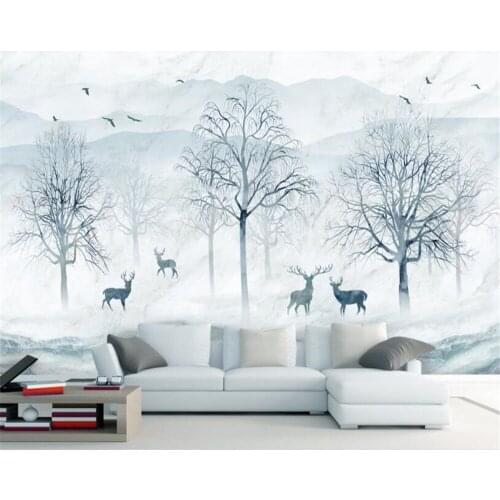 Beibehang Custom wallpaper Nordic abstract forest Elk TV background wall decorative painting papel de parede wall paper murals