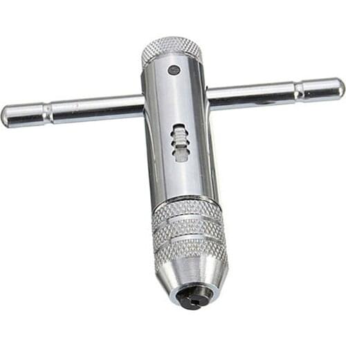 Adjustable 3-8mm T-Handle Ratchet Tap Wrench with M3-M8 Machine Screw Thread Metric Plug Tap Machinist Tool