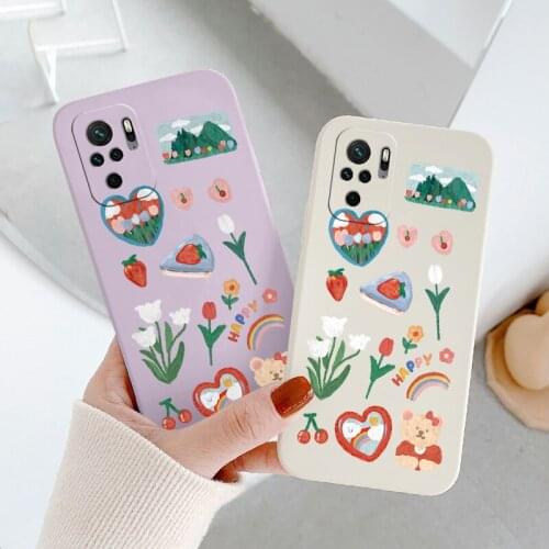 Bear Silicone Case For Xiaomi Redmi Note 10 10S 9T 9 8 7 Pro MAX Redmi 9 9A 9T K40 K30 K20 Pro Ultra Thin Phone Back Cover
