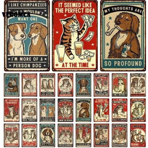 Animals Cats Tin Sign Vintage Metal Sign Retro Plates Plaque Sign Metal Wall Decor Wall Poster for Garden Home Desk Decoration