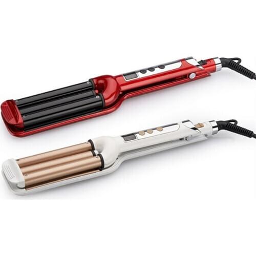 1Pc EU/US Plug 100-230 Degree Adjustable Temperature Hair Curler, 3 Tube LCD Display Tourmaline Ceramic Hair Curling Iron Tools