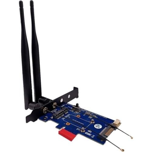 2 Antenna Mini PCI-E PCI Express to PCI-E 1X Adapter with SIM Card Slot for WiFi and 3G/4G/LTE Card
