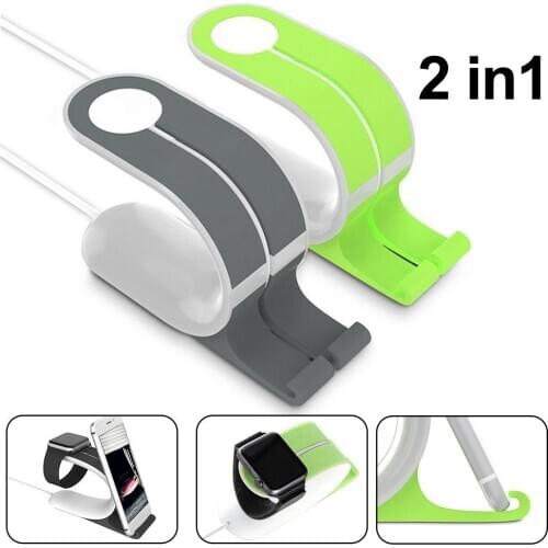 2 in 1 Universal Mobile Phone Smart Watch Holder Desktop Mount Stand Bracket