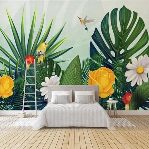 3D Photo Green Plant Parrot Banana Leaf Pastoral Mural Waterproof Wallpaper For Living Room Sofa Bedroom TV Backdrop Home Decor
