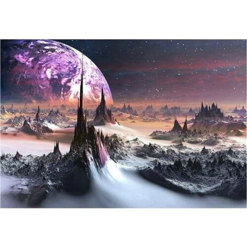 5D Diy Diamond Painting Cross Stitch full Square Round Diamond Embroidery Alien planet scenery picture for room Decor H1039