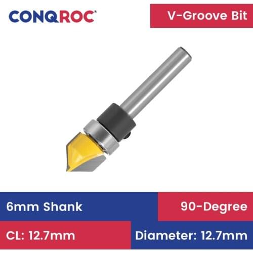 90 Degree V Groove Router Bit 6mm Straight Shank with Bearing Woodworking Milling Cutter