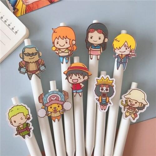 9Pcs/Set Anime Pen Kawaii Gel Pens 0.5mm Black ink for Kids Gift School Supplies Stationery